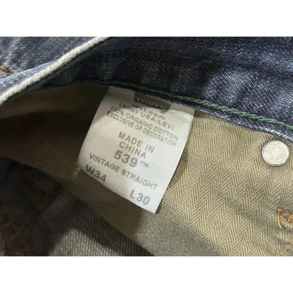 Levi's 539 Vintage Straight Jeans Men's 34x30 Blue Organic Cotton Green Tab Y2K